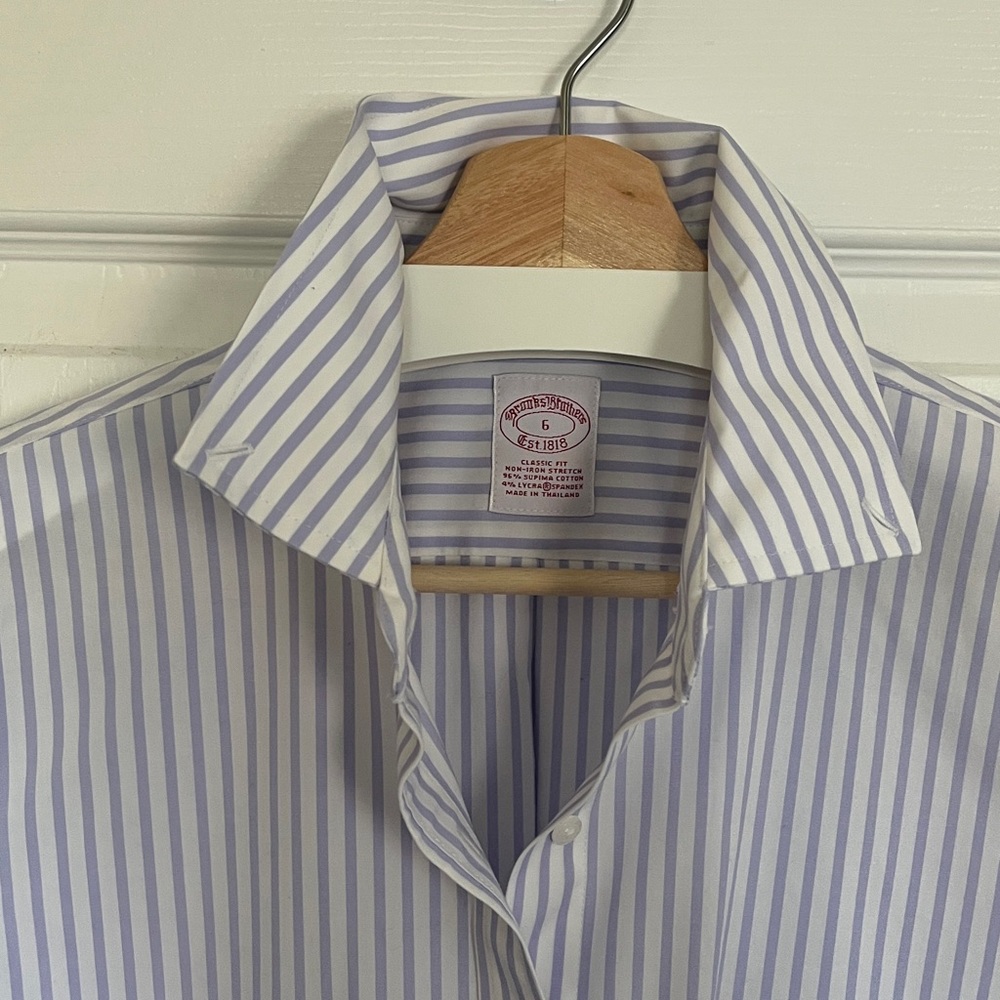 Brooks Brothers Non-Iron Bengal Stripe Dress Shirt Size 6 - Picture 2 of 6